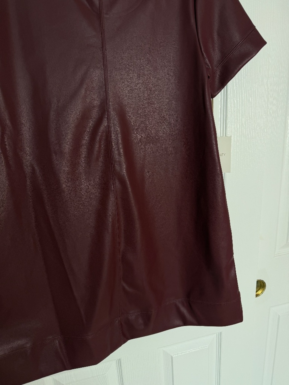 Cynthia Rowley Faux Leather A-Line Dress Size Small NWT Burgundy - Picture 4 of 9